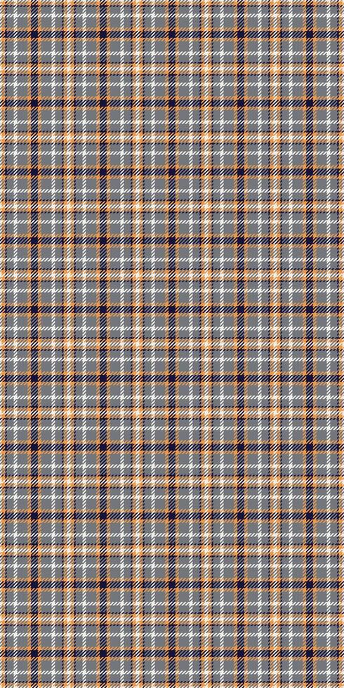 Elegant grey, orange, and white plaid pattern. Perfect for textile design, apparel, website backgrounds, or creating a cozy, autumnal aesthetic. Subtle texture adds visual depth. vector