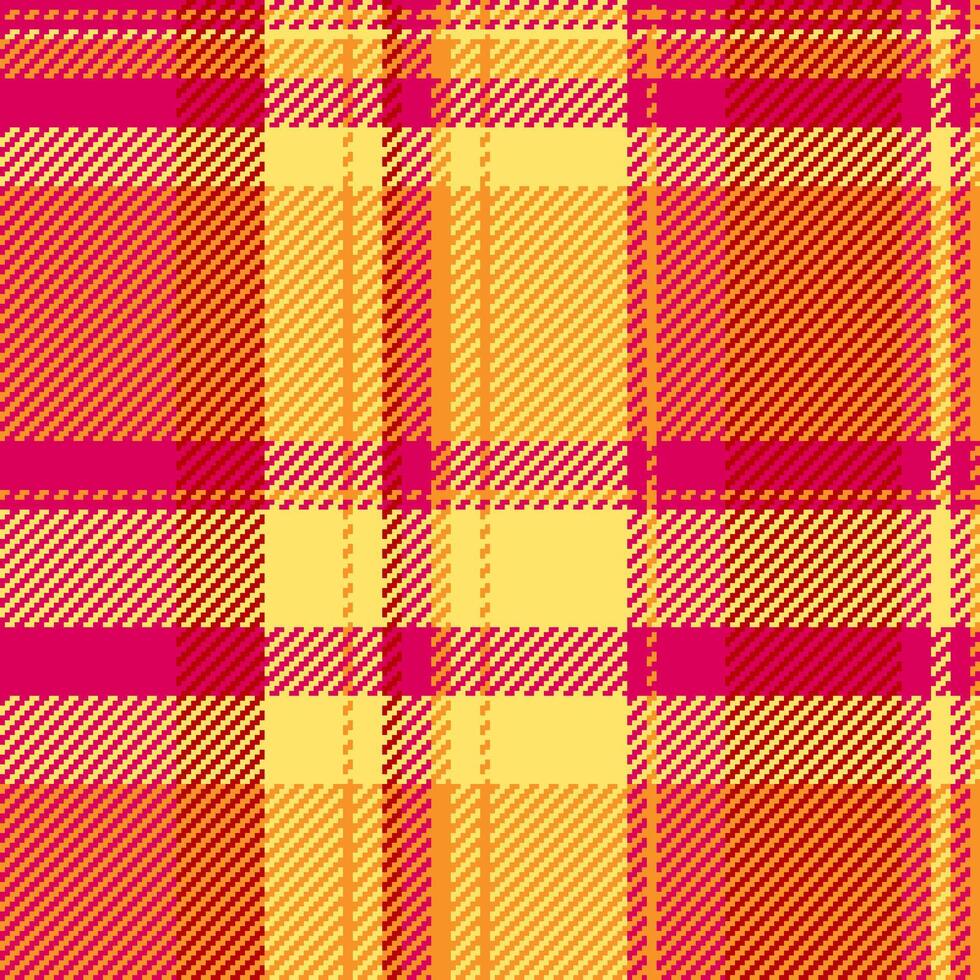 Vibrant yellow, orange, and pink plaid pattern. Perfect for textile design, fashion, or website backgrounds. This energetic geometric design evokes warmth and optimism. vector