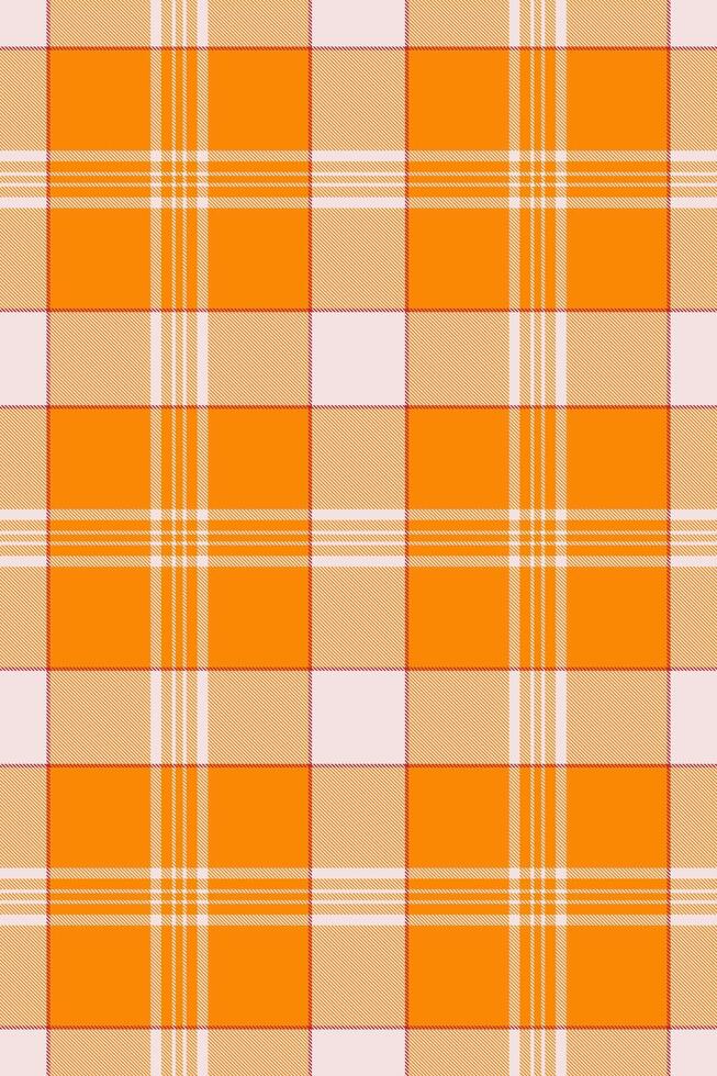 Vibrant orange and white plaid pattern. Perfect for textile design, website backgrounds, or autumnal themed projects. This cheerful, seamless texture evokes warmth and comfort. vector