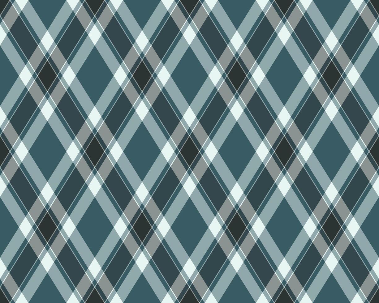 Elegant teal, gray, and white diagonal plaid pattern. Perfect for textile design, website backgrounds, or stylish branding. vector