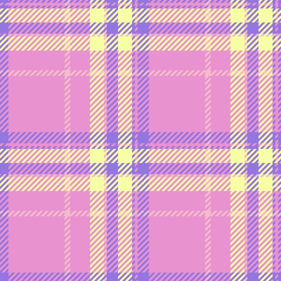 Pastel pink, yellow, and purple plaid pattern. Soft, delicate design perfect for backgrounds, textiles, or stationery. Evokes feelings of springtime, femininity, and gentle warmth. vector