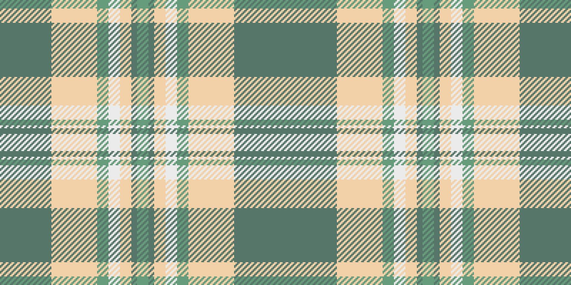 Elegant pastel green and beige plaid pattern. Seamless texture ideal for textile design, website backgrounds, or fashion projects. Evokes a feeling of calm and sophistication. vector