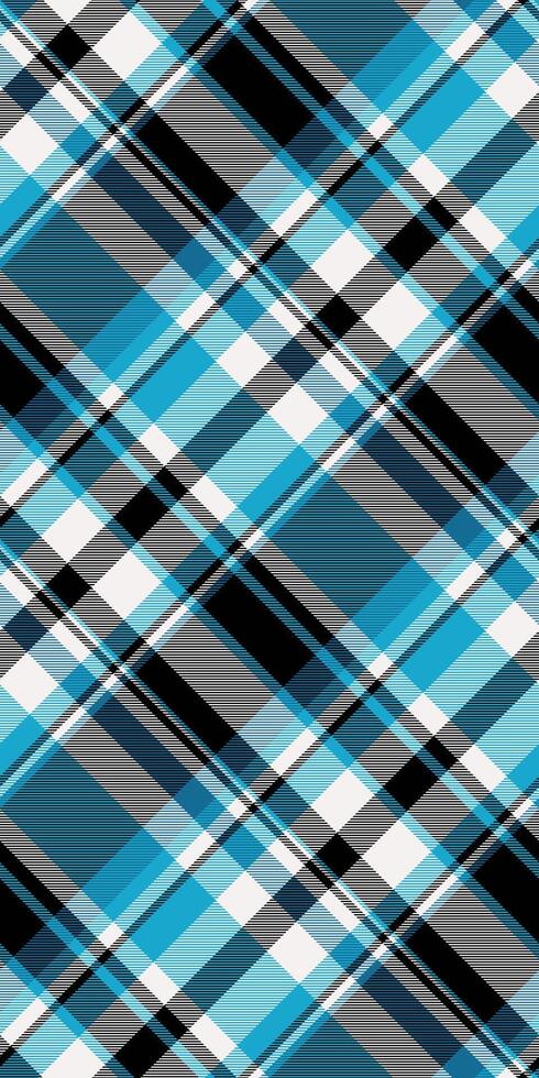 Vibrant diagonal plaid pattern in teal, gray, black, and white. Perfect for textile design, website backgrounds, or fashion illustrations. Modern geometric texture with a stylish, energetic feel. vector