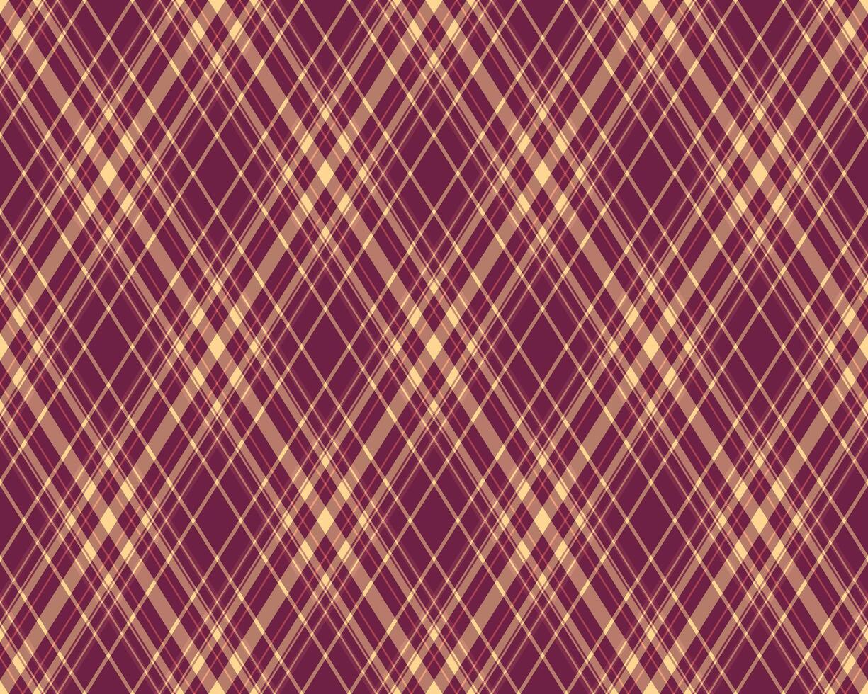 Elegant diagonal plaid pattern in rich burgundy and beige tones. Perfect for textile design, website backgrounds, or autumnal themed projects. vector