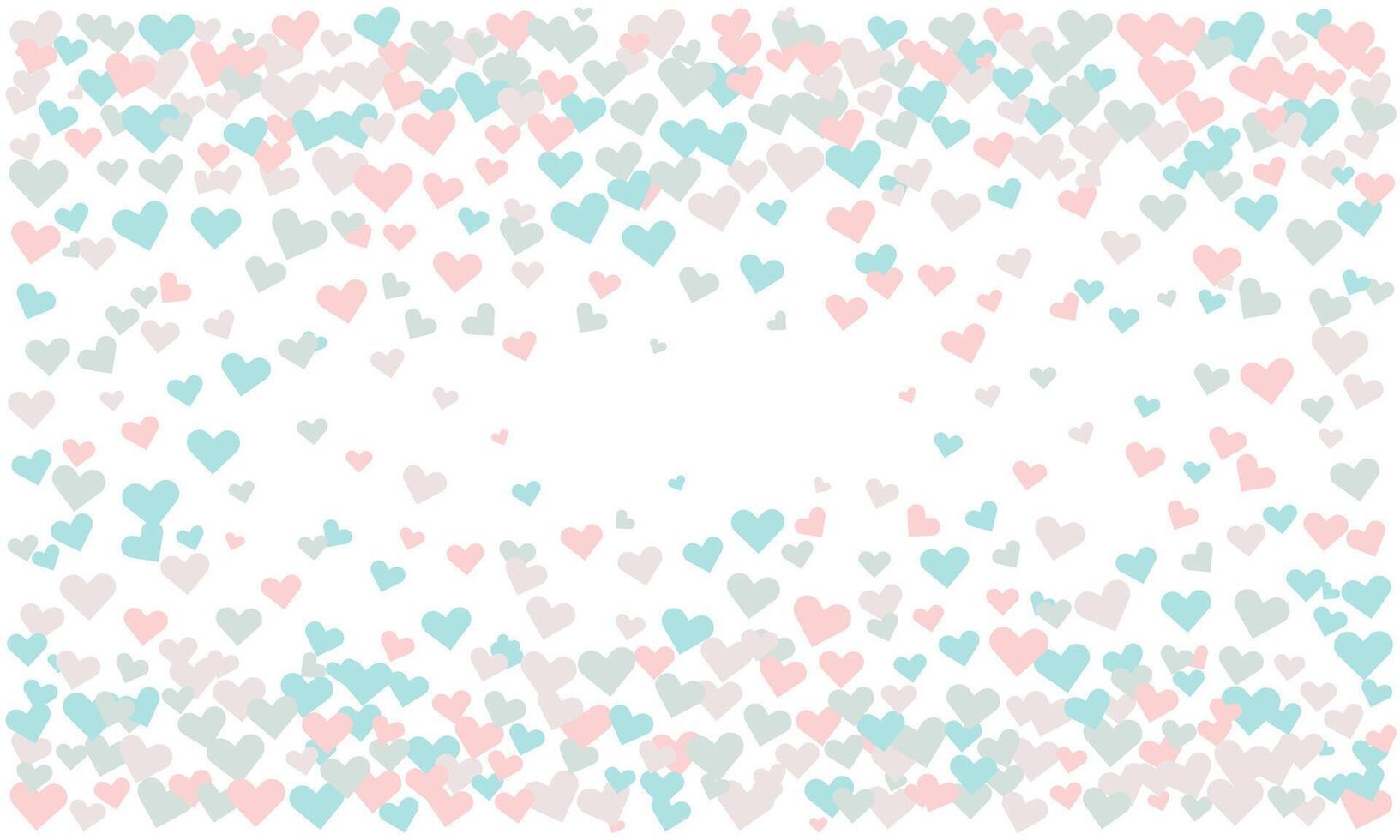A delightful scattering of pastel pink and blue hearts on a white background. Perfect for Valentines Day, weddings, or any project needing a touch of romantic whimsy. vector
