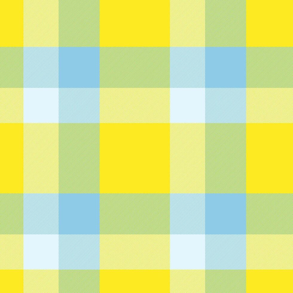 Vibrant yellow, light blue, and pastel green plaid pattern. Perfect for textile design, springsummer projects, or cheerful backgrounds. vector