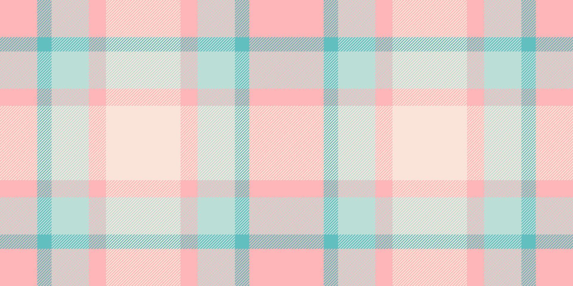 Soft pastel plaid pattern in pink, teal, and cream. Ideal for textile designs, website backgrounds, or crafting projects. Evokes feelings of serenity and gentle femininity. vector