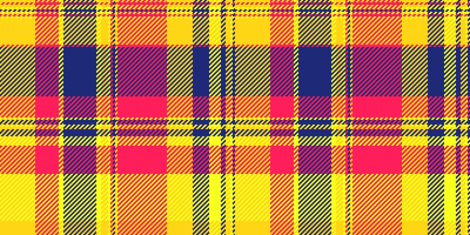 Vibrant yellow, pink, and purple plaid pattern. Perfect for textile design, fashion, or website backgrounds. This bold, graphic image evokes energy and style. vector