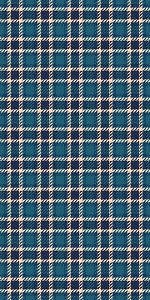 Regular tartan fabric background, october seamless check pattern. Seasonal textile texture plaid in cyan and peach puff colors. vector