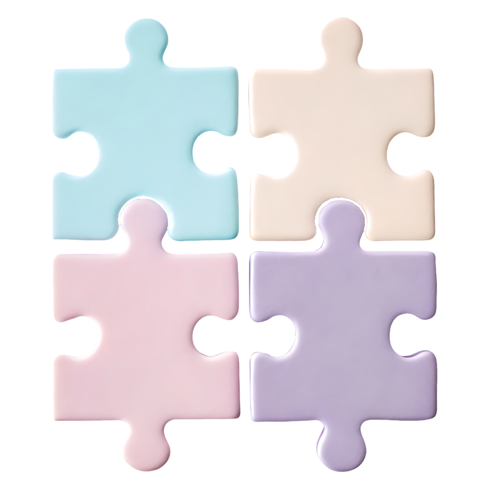 Pastel jigsaw puzzle pieces forming a square. png