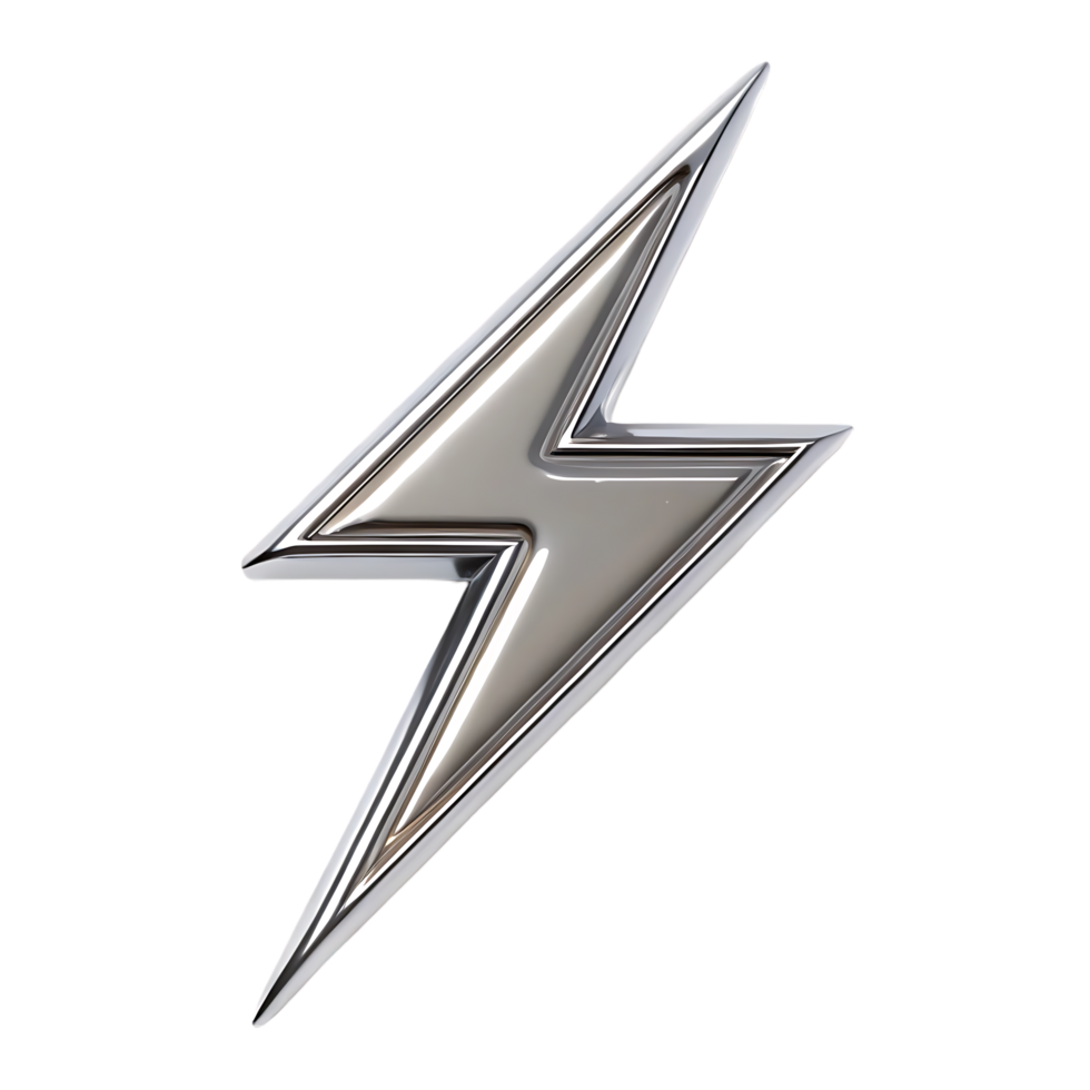 Metallic lightning bolt symbol, power, energy, speed. png