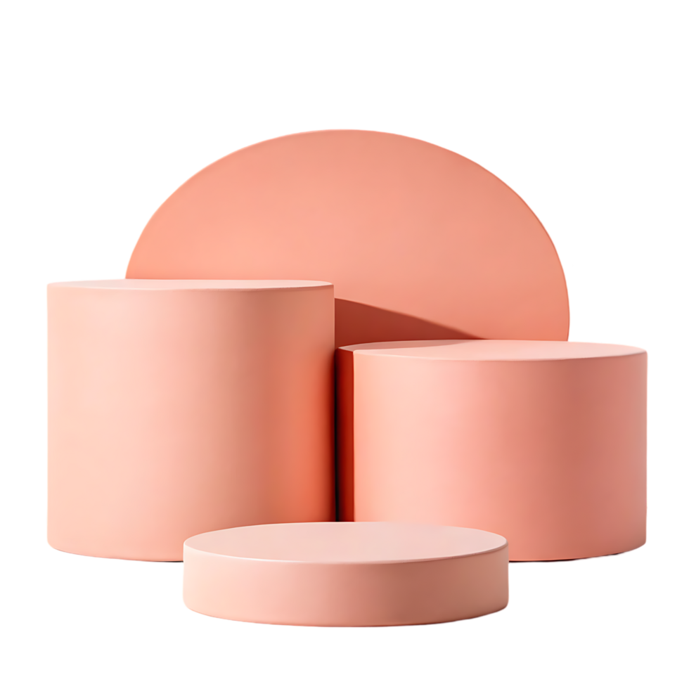 Pastel pink cylinder podiums for product display png