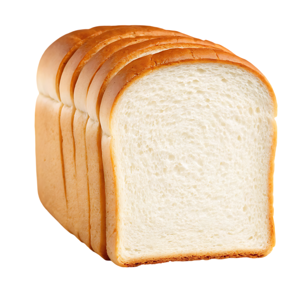 A loaf of sliced white bread, perfect for sandwiches or toast. png