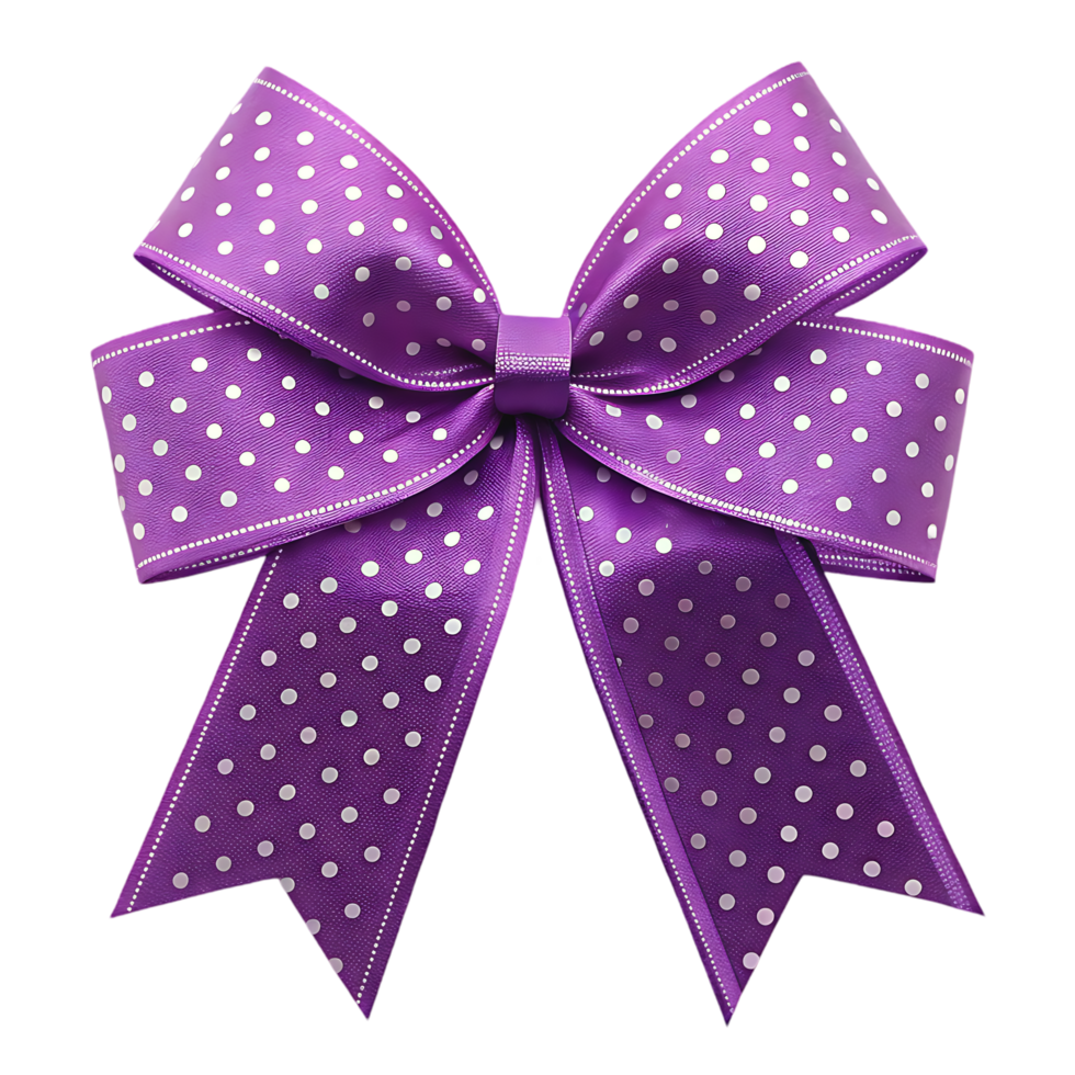 Purple polka dot ribbon bow. png