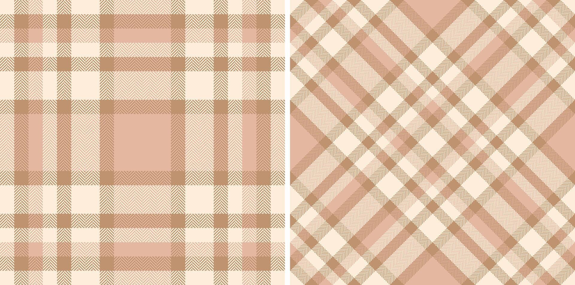 Elegant blush pink and beige plaid patterns, perfect for fashion, home decor, or branding projects. Two distinct yet harmoniously coordinated designs offer versatility. vector