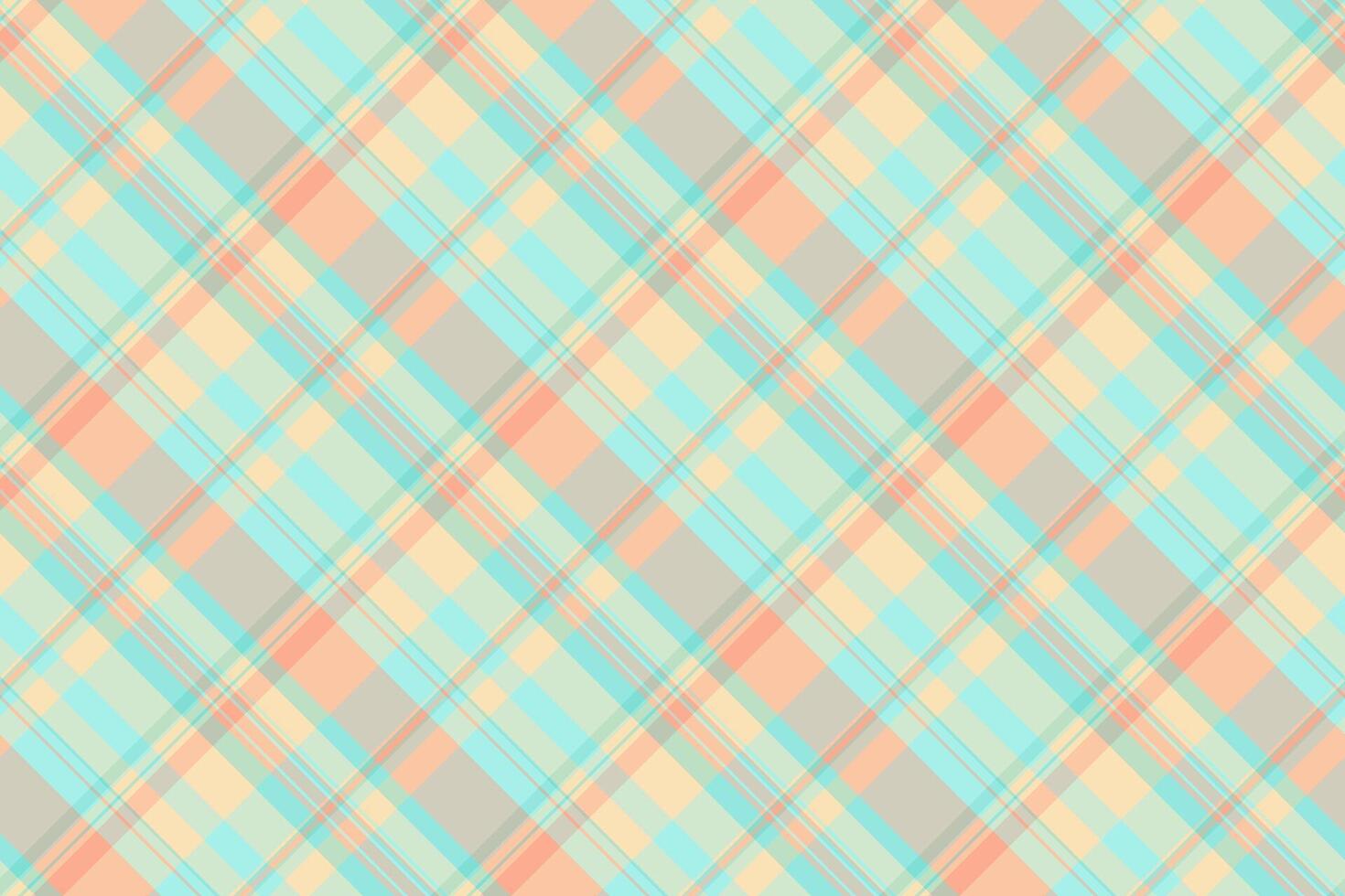 Delightful pastel plaid pattern. Soft peach, aqua, and beige hues create a gentle, airy feel. Perfect for textile design, website backgrounds, or stationery. vector