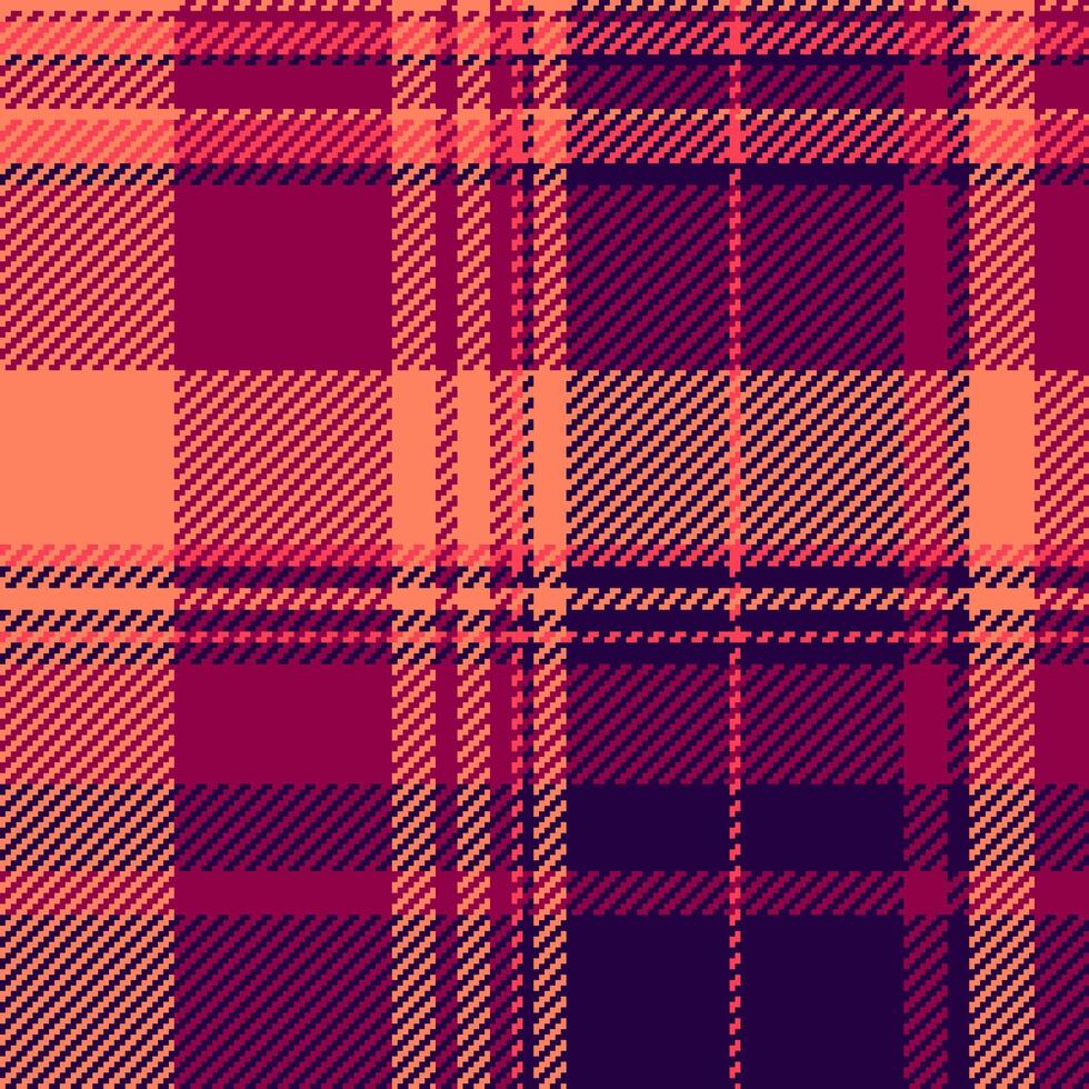 Vibrant coral and burgundy plaid pattern. A seamless textile design perfect for fashion, home decor, or website backgrounds. This bold geometric texture evokes warmth and style. vector