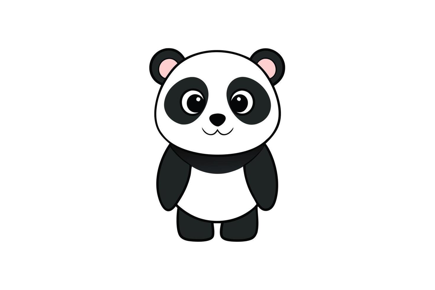 Cute Cartoon Panda with Rounded Features on a Transparent Background Design vector