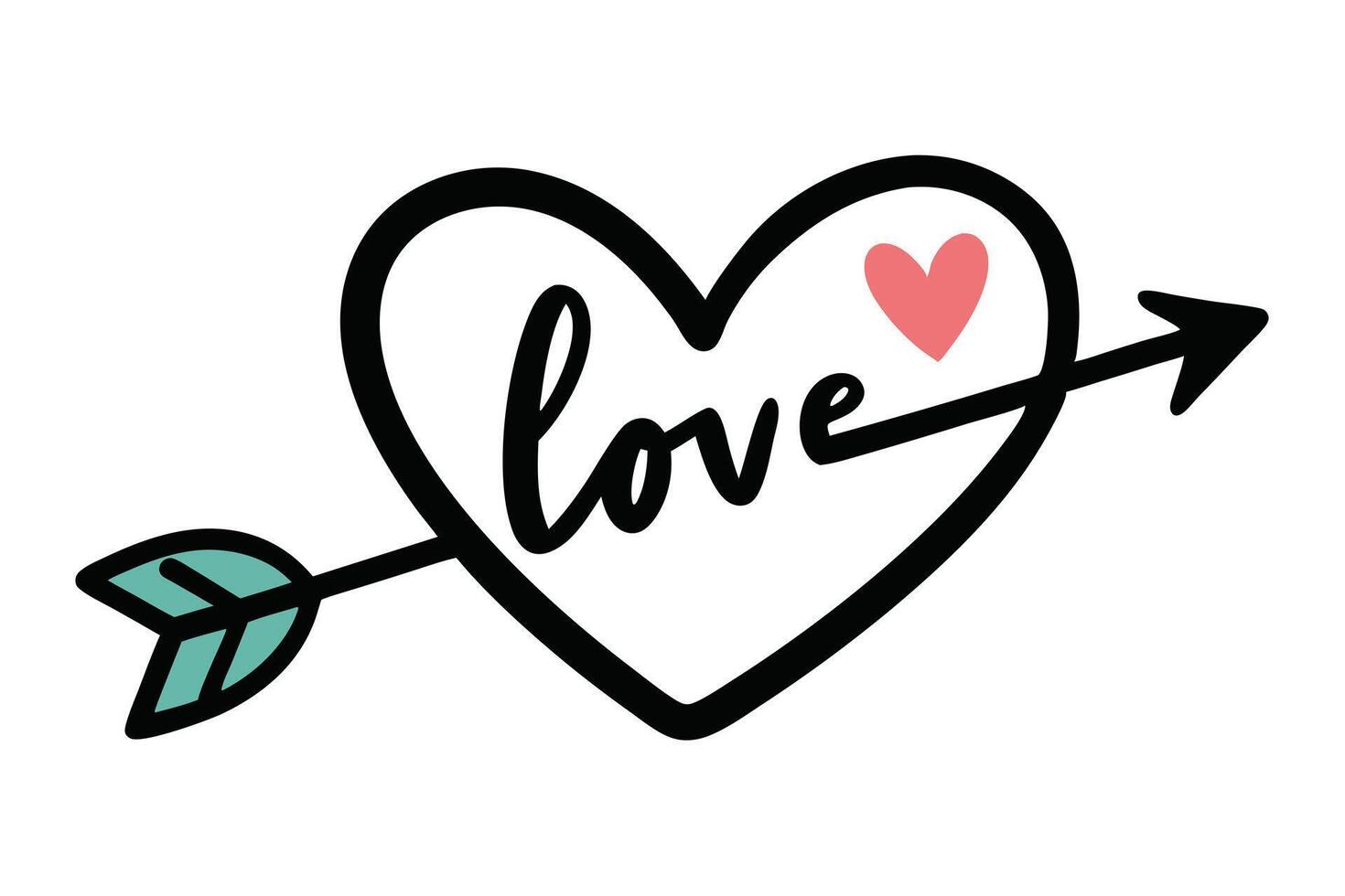 Heart With Arrow , Love Text, Pink Heart, Transparent Background vector