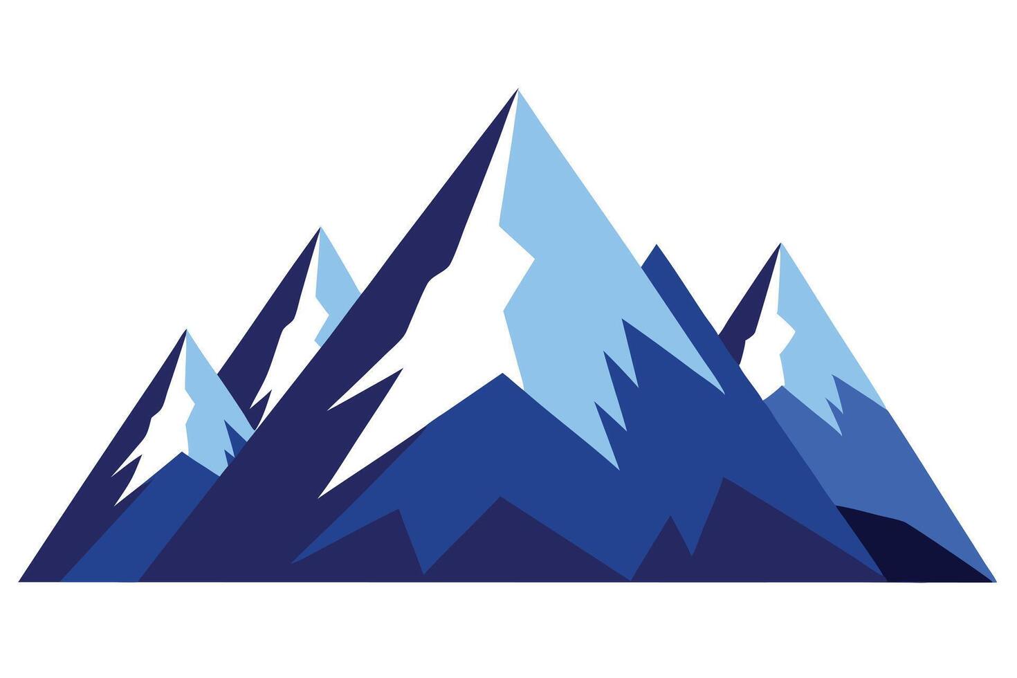 Snowy Mountain Peaks, Blue Shades and White Background, Minimalist Style Flat vector