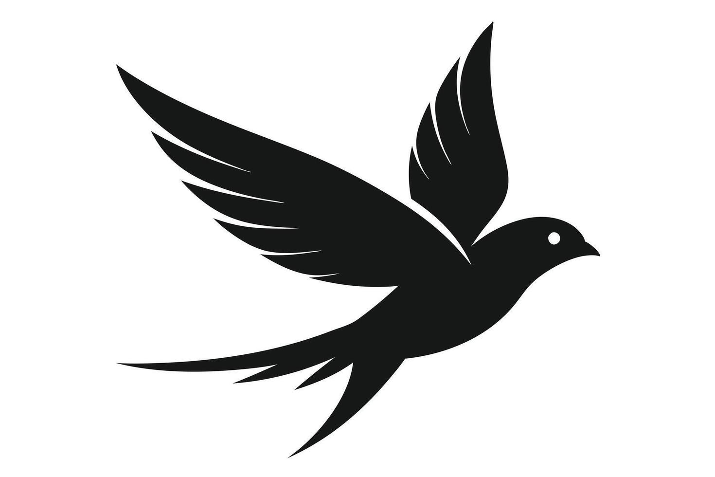 Flying Swallow Silhouette with Elongated Tail on Transparent Background vector