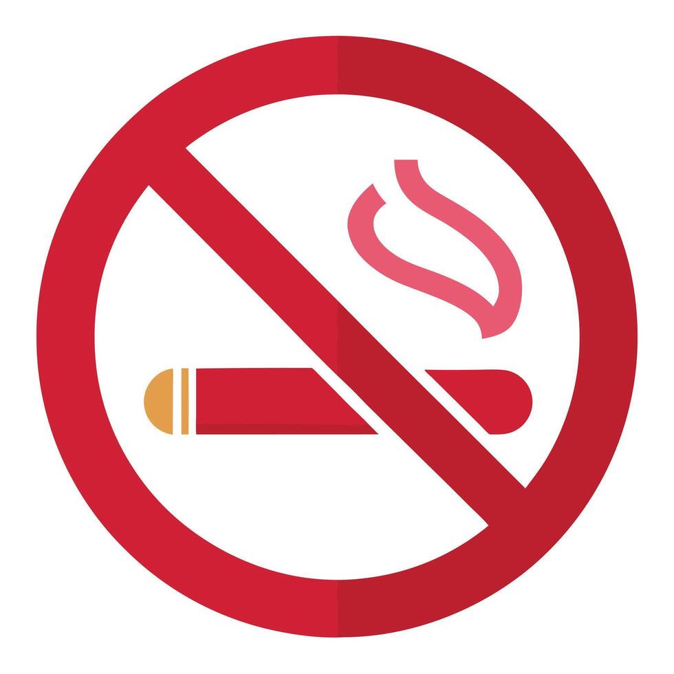 No Smoking Symbol , Forbidden Sign, Cigarette Silhouette, Circle, Red Color vector