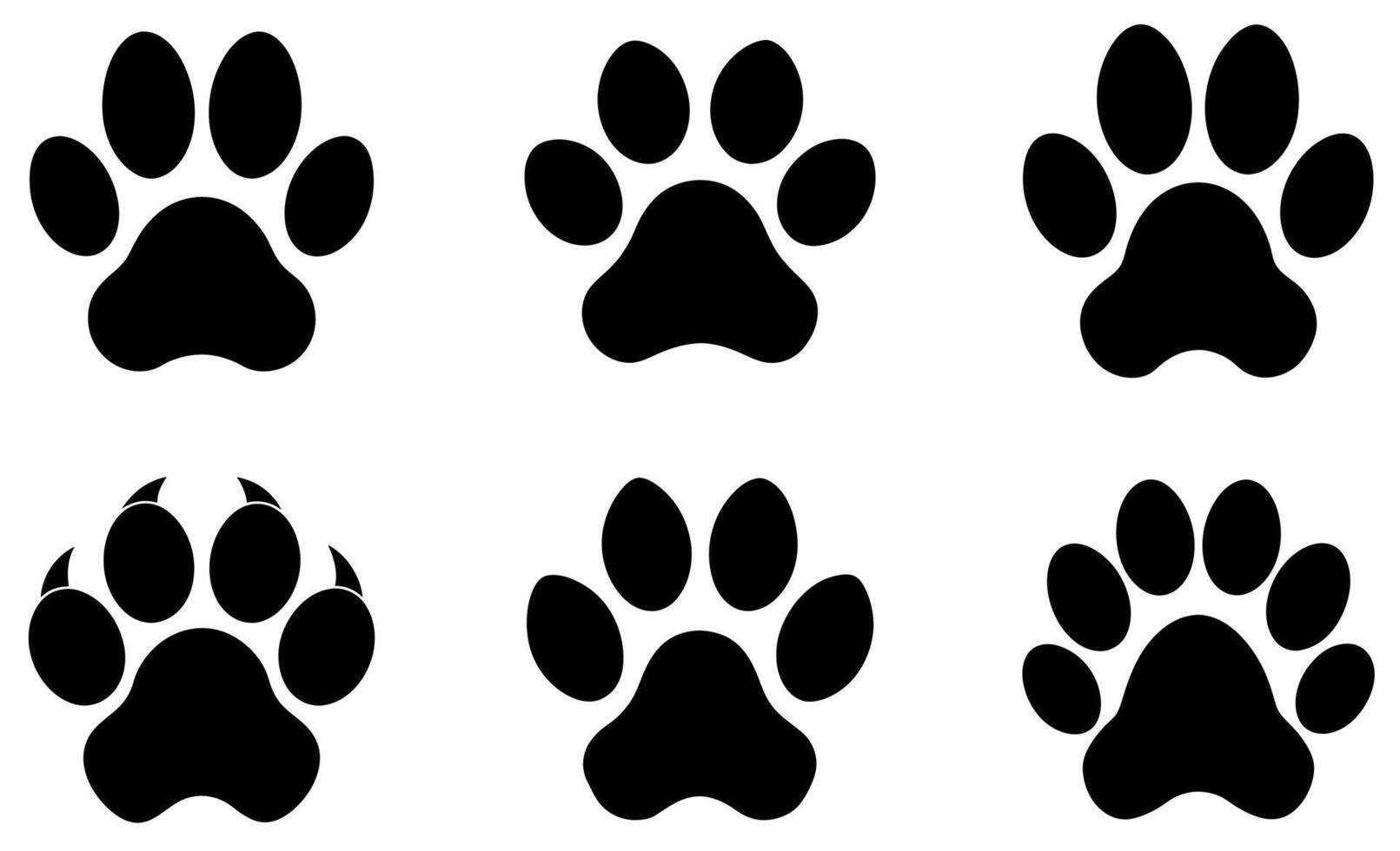 Paw Print Icon Set - Animal Footprint Symbols vector