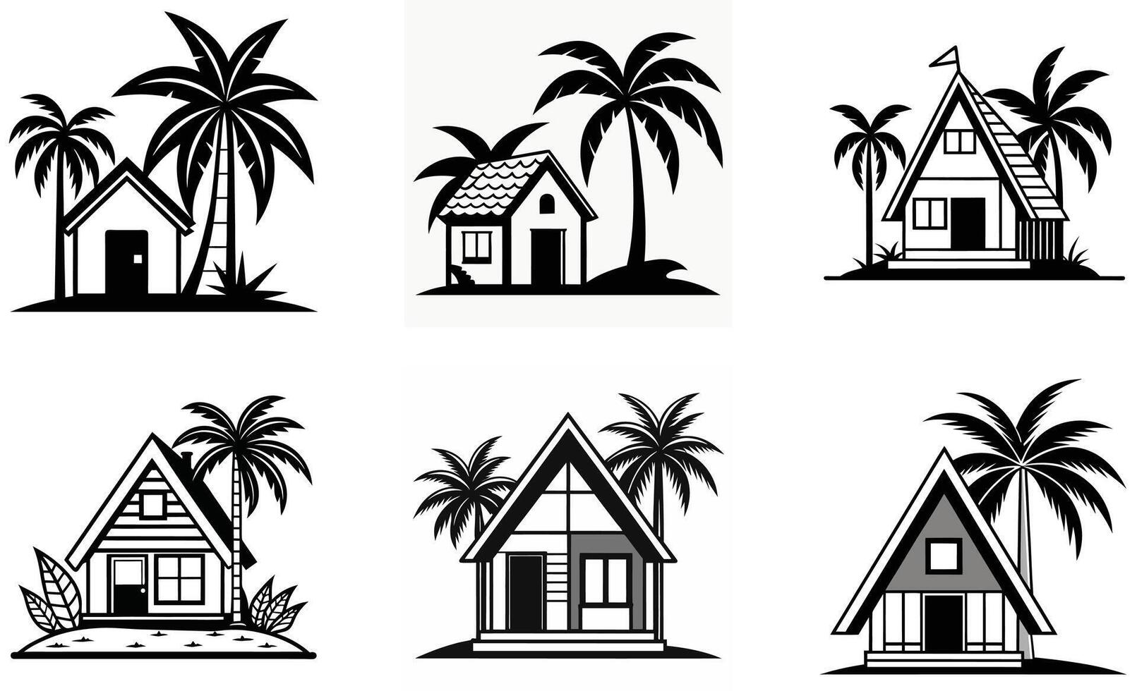 Illustration with Palm Trees and Monochrome Design vector
