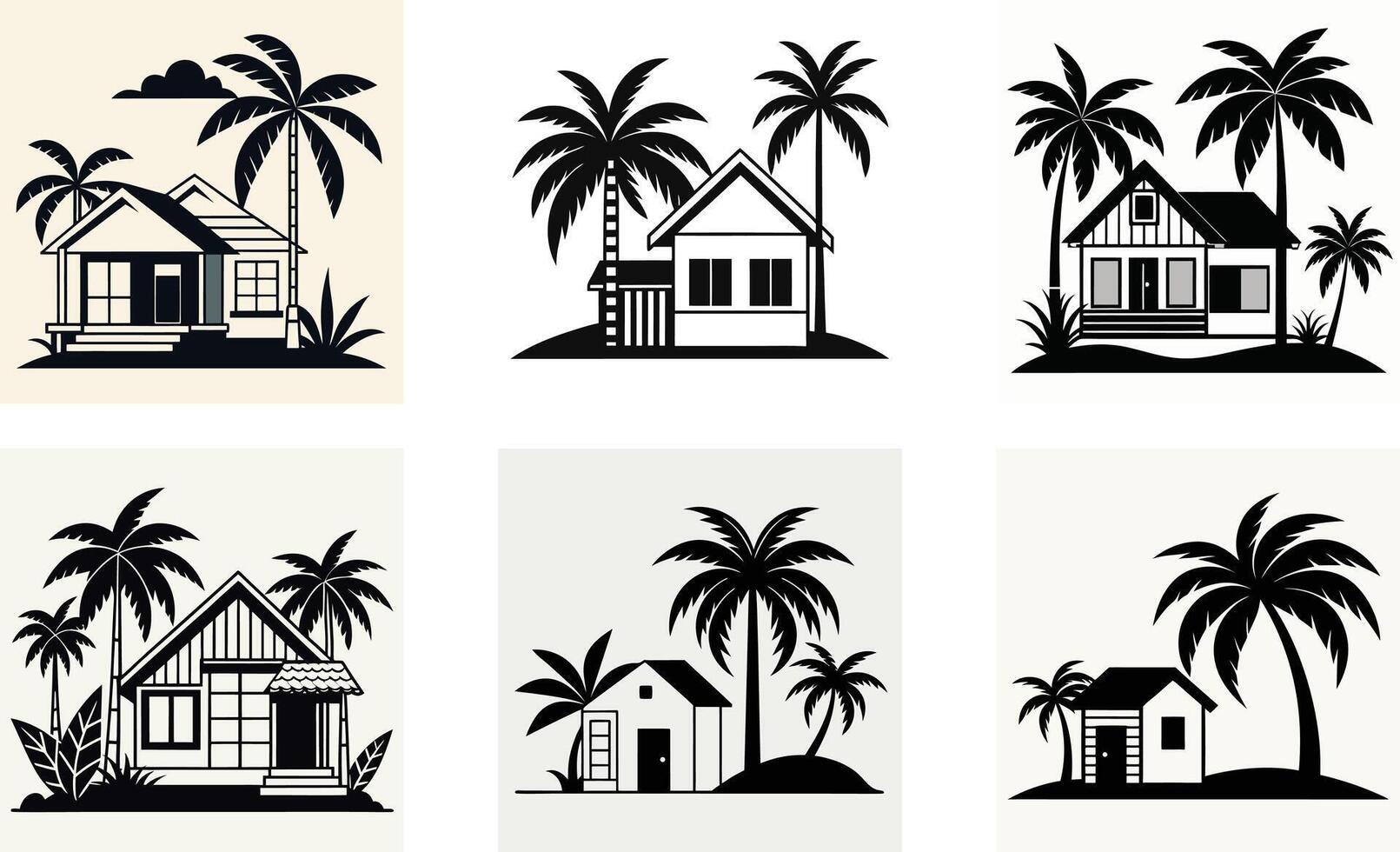 with Palm Trees and Monochrome Design vector