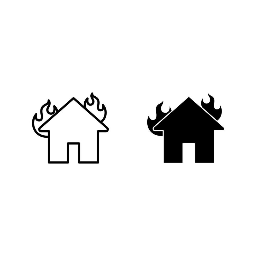 House fire icon set.. vector