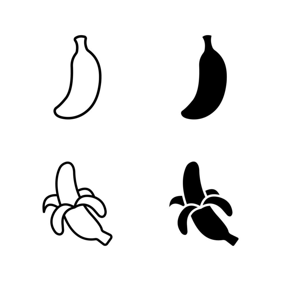 banana icon set, vector