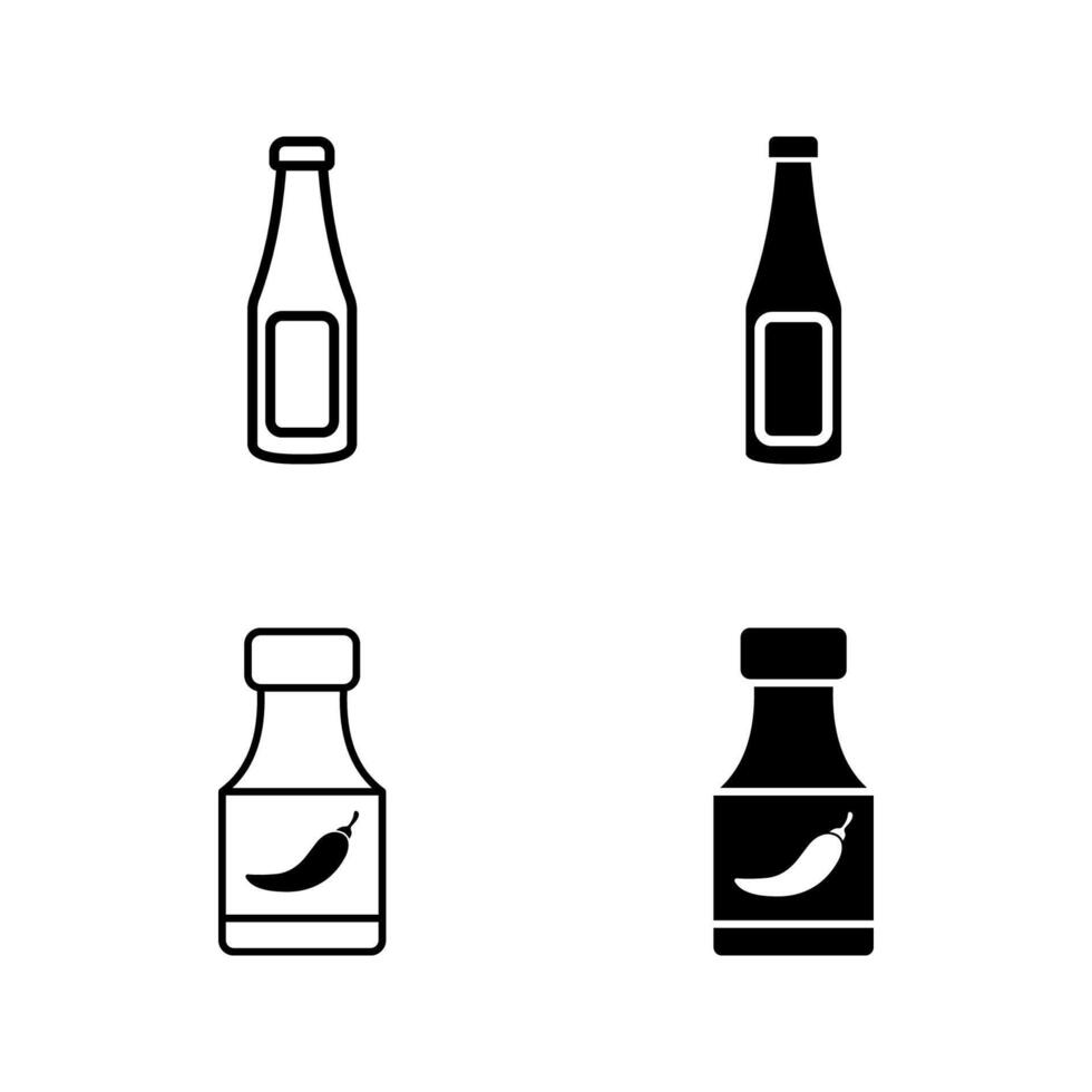 Chili sauce icon set. vector