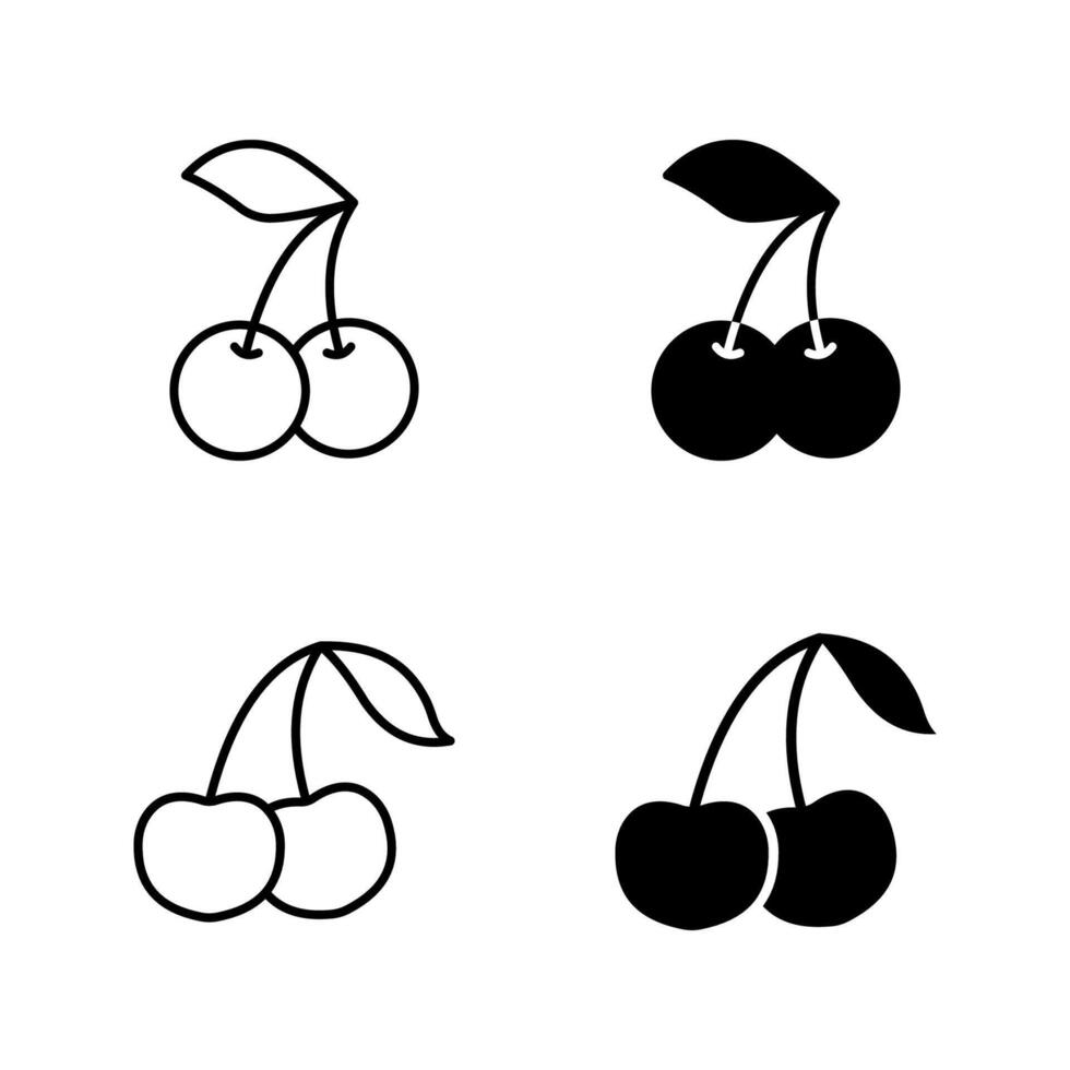 Cherry icon set. vector
