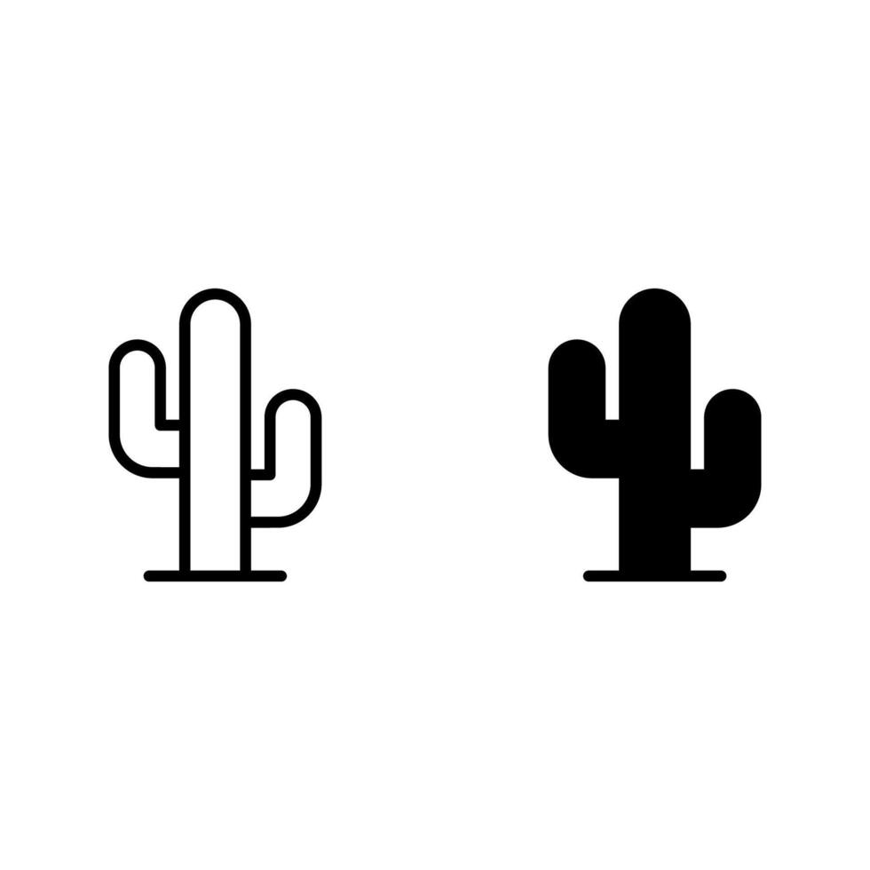 Cactus filled icon set, vector