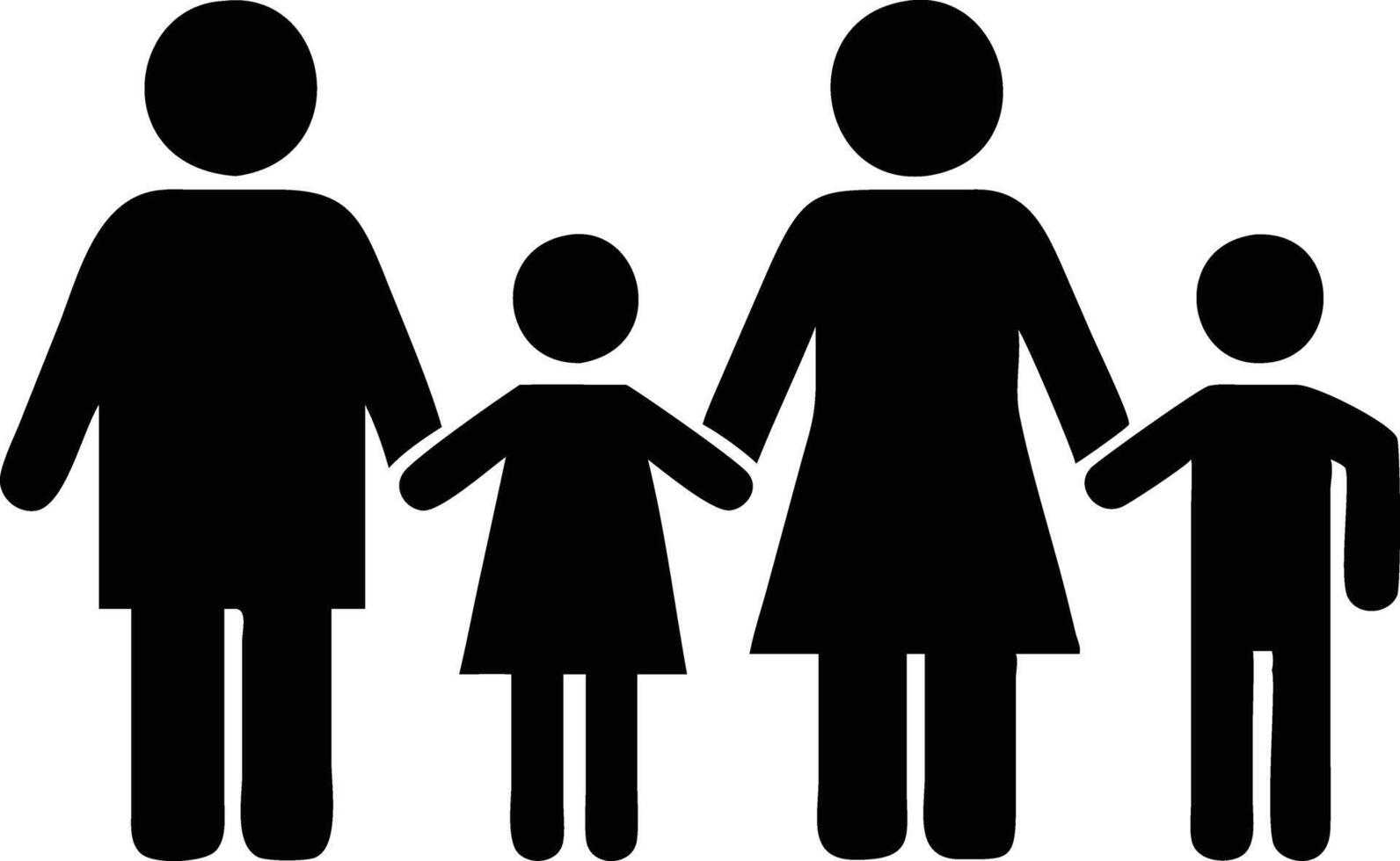 Pictogram Family Icon With Two Children Holding Hands on Transparent Background vector
