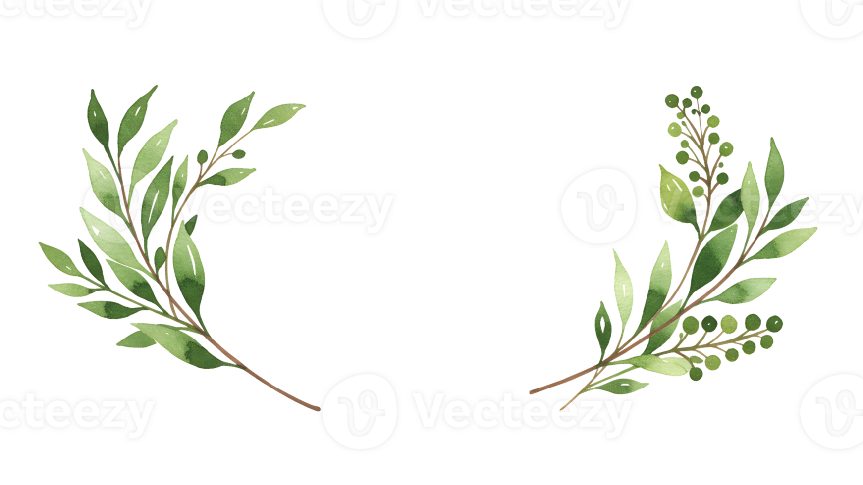Two wreaths with leaves and branches png