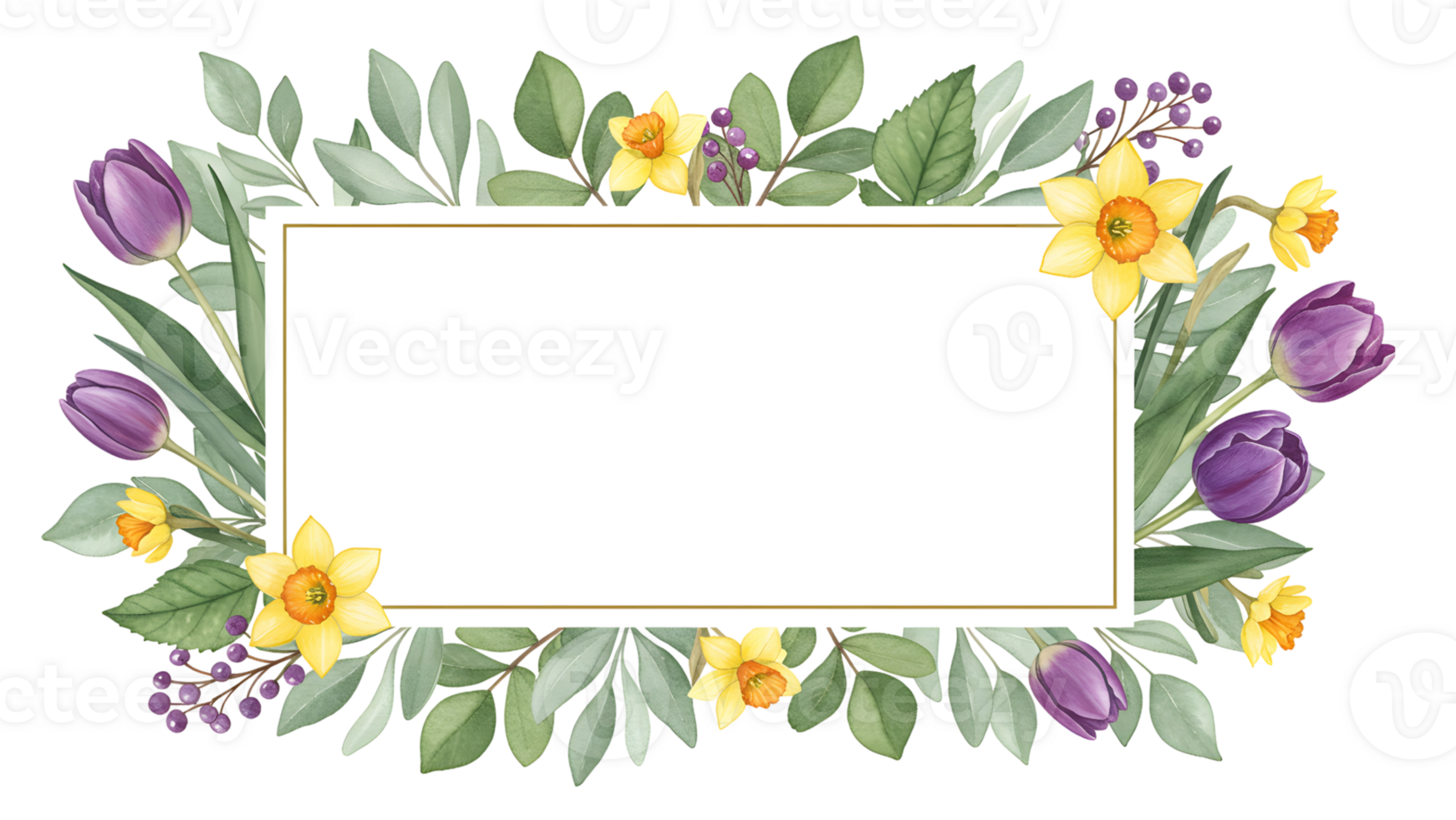 A square frame with flowers and leaves png