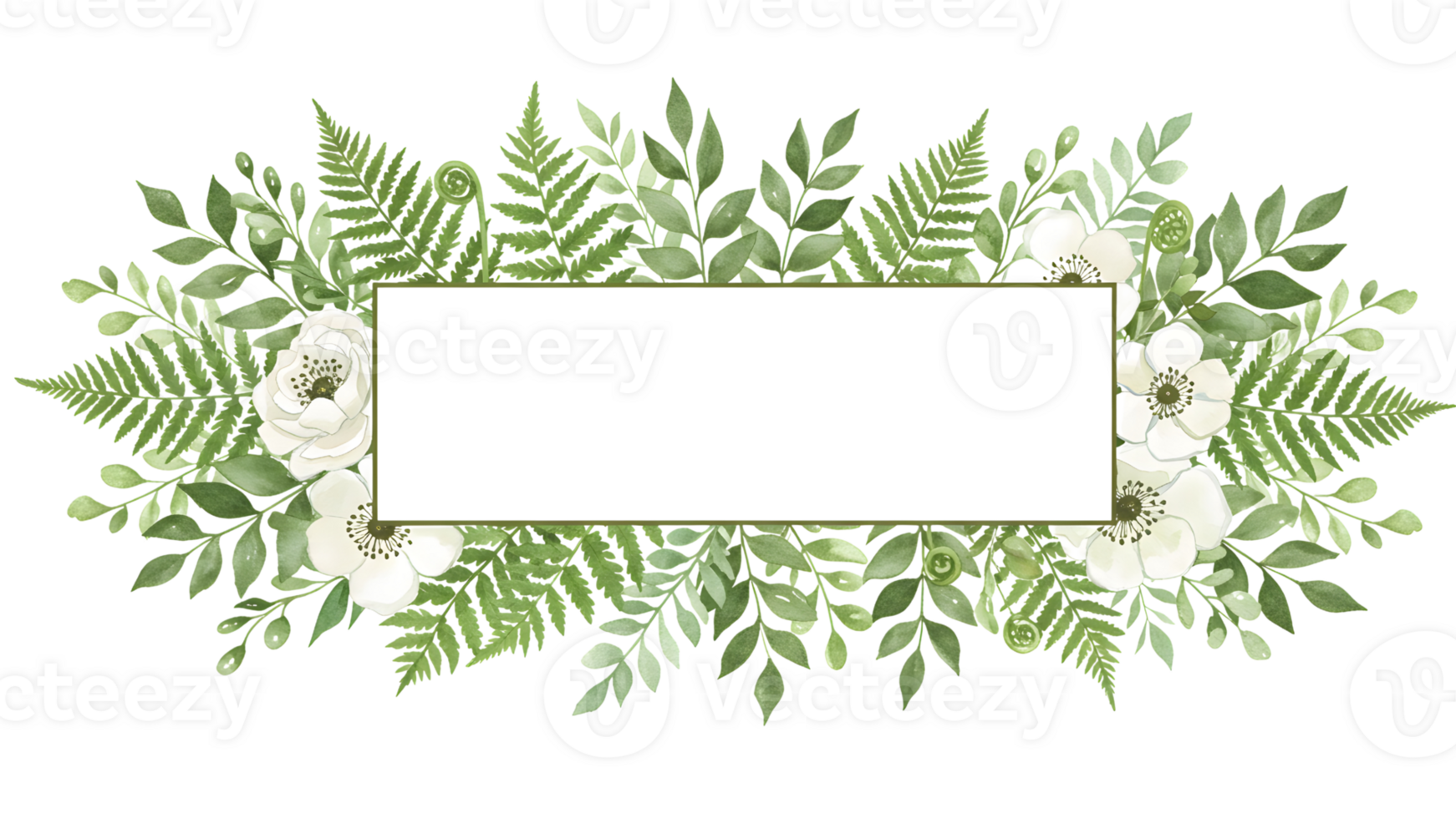 A black frame with white flowers and leaves png