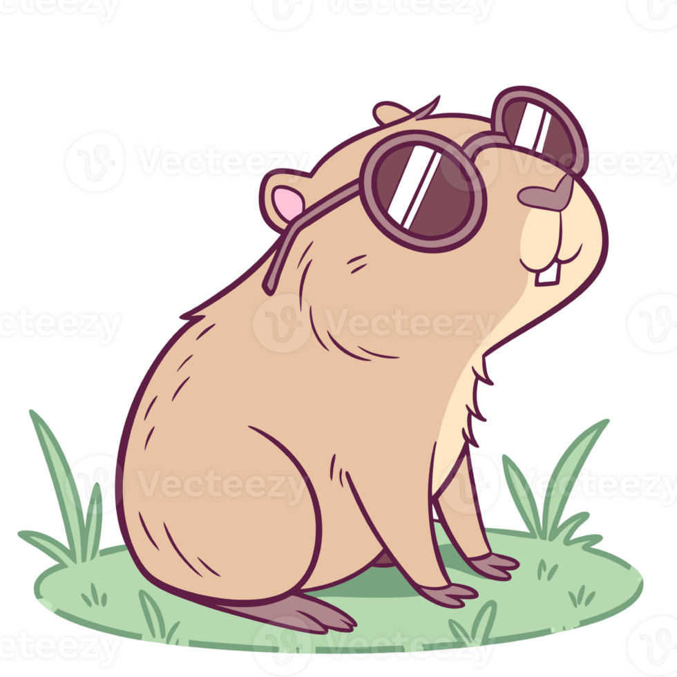 A cartoon brown rat wearing sunglasses png