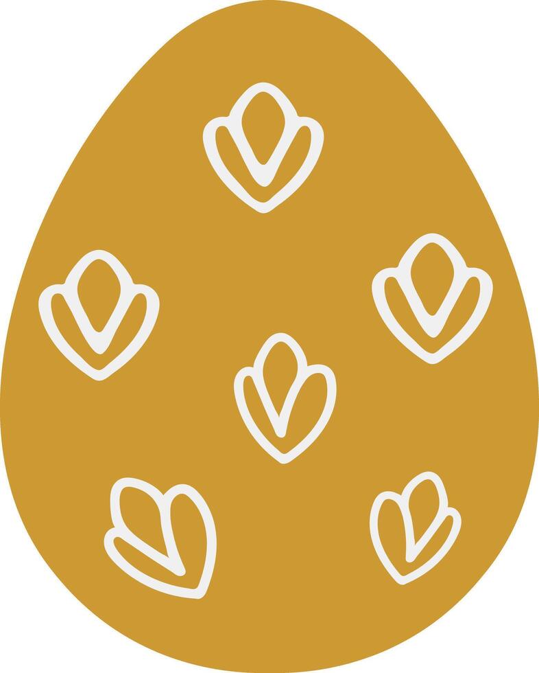 Yellow Easter egg with white abstract in a cute flat style vector