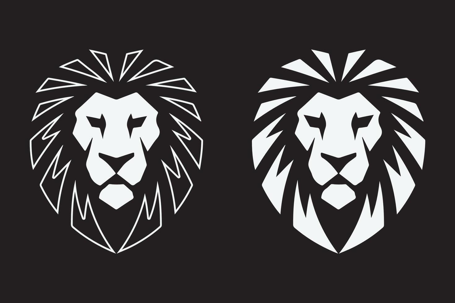 Lion head logo design and outline lion head icon design vector
