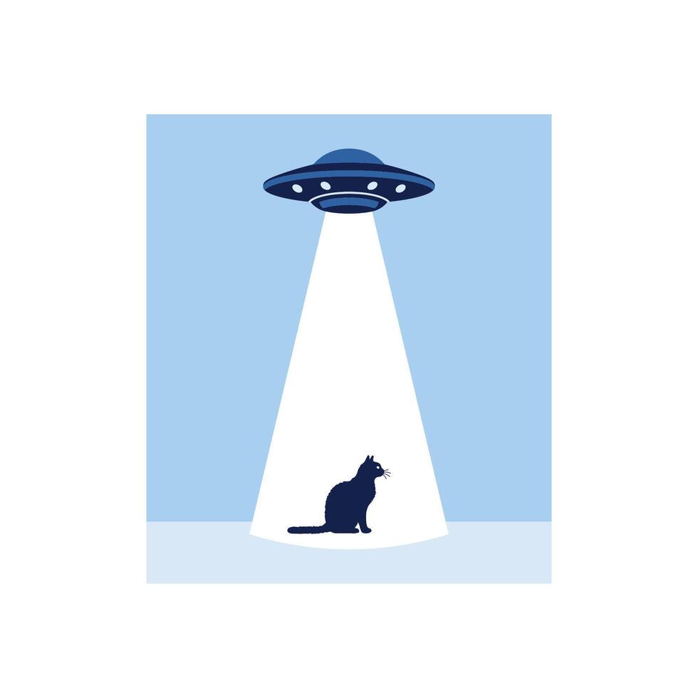 Alien abduction of a cat t shirt design cat lover vector