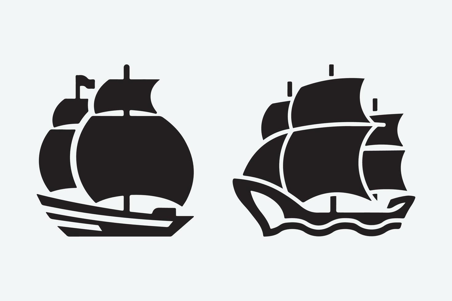 Sailing ship logo design and silhouette sailing ship design vector