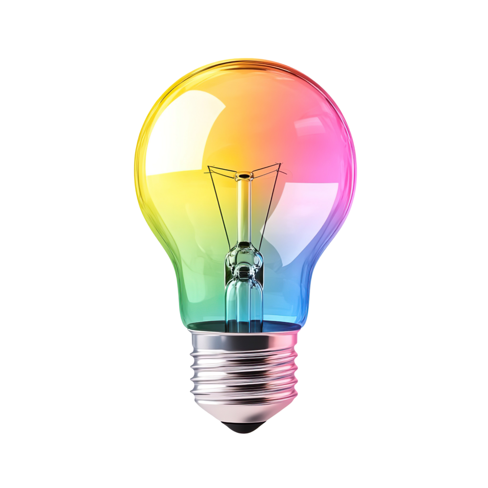 A colored idea bulb isolated on transparent background png