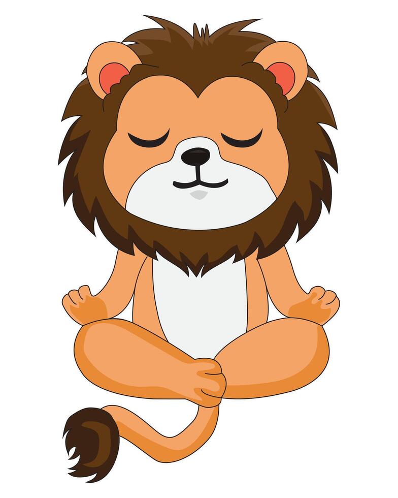 Cute Lion Cartoon Character Doing Yoga Mascot vector