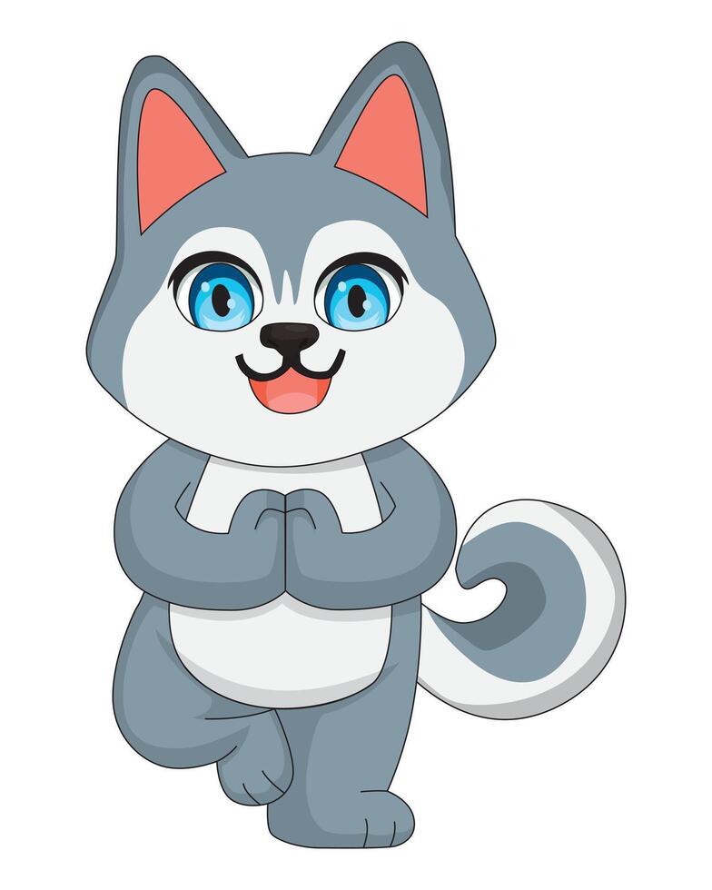 Husky Dog Tree Pose Animal Yoga Mascot vector