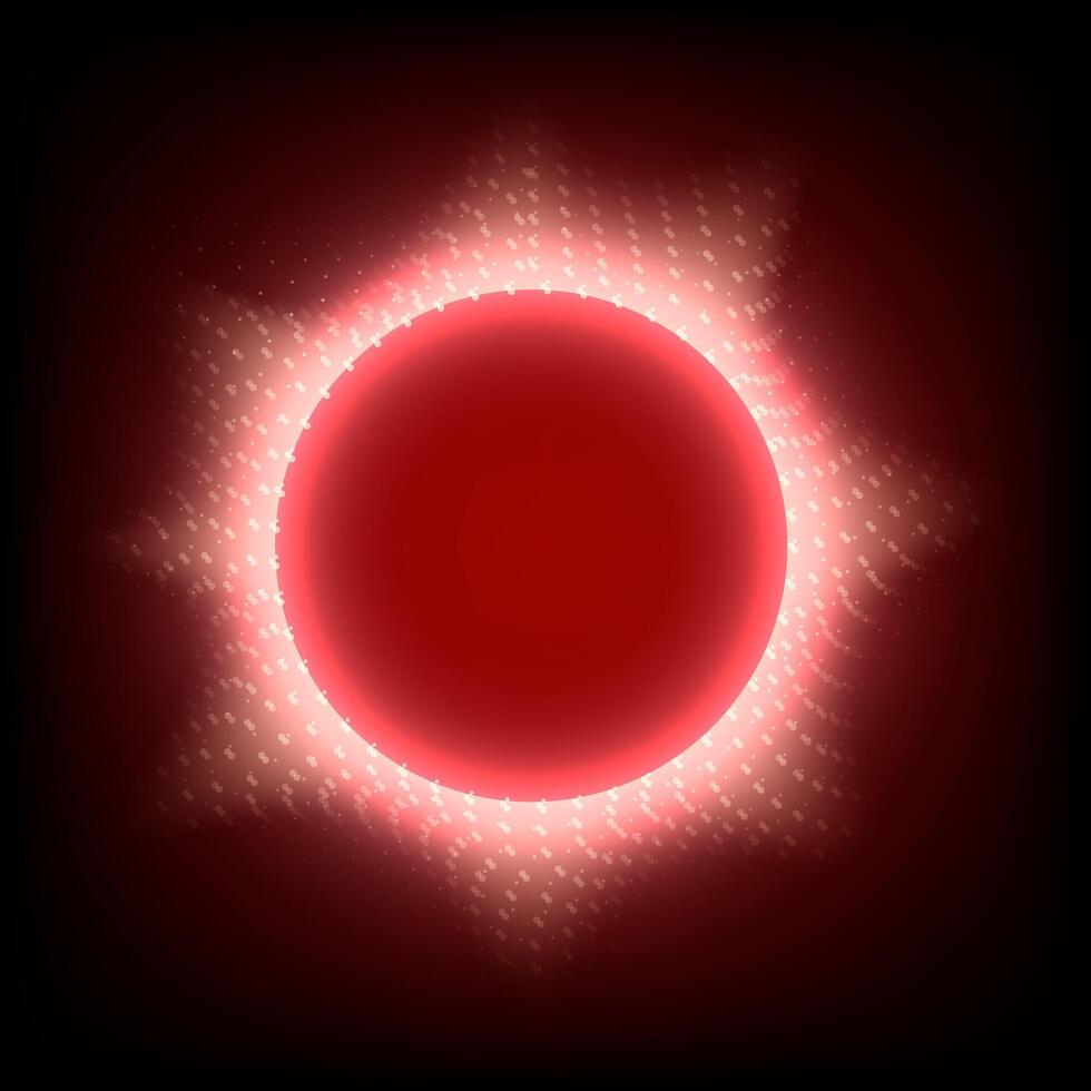 Technology Background concept. Red circle glows on a dark background with an abstract cosmic design. Dangerous information, warning, watch out. vector