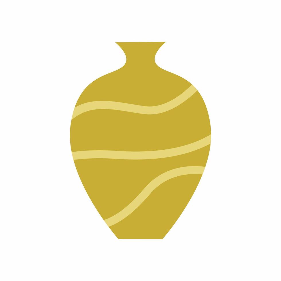 Green clay vase on white background. illustration on pottery. vector