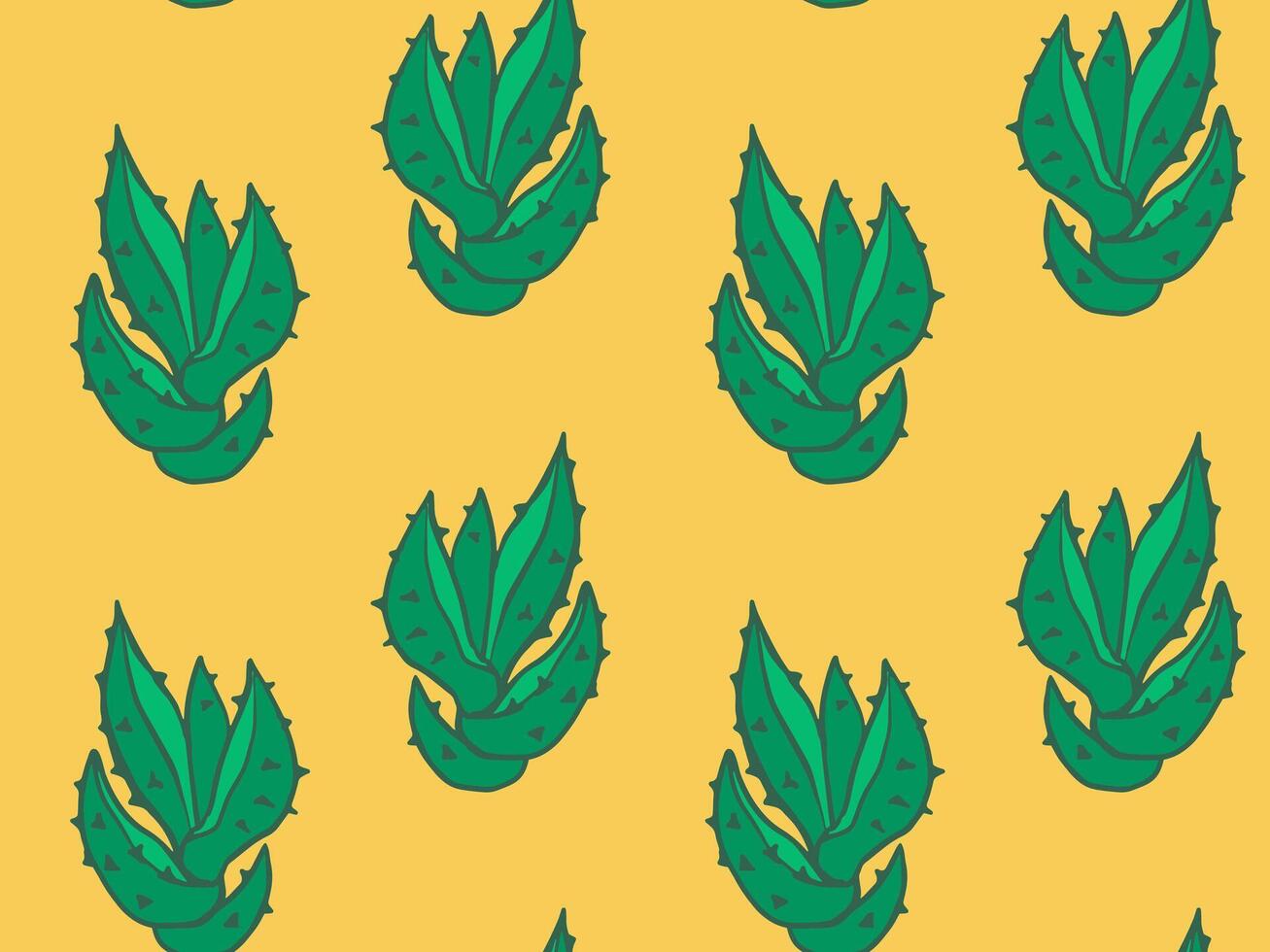 succulent seamless pattern with green leaves on a bold yellow background, perfect for wallpapers, gift wraps, textiles, or modern digital designs vector