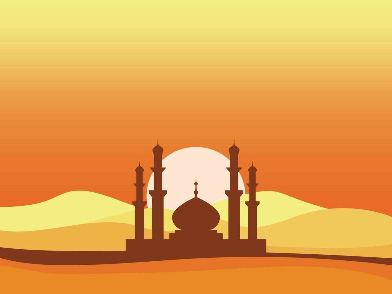business islamic background with mosque and sunset vector